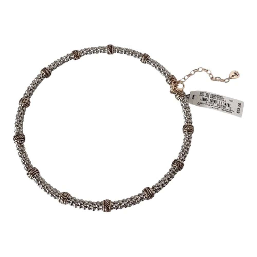 Scroll Gold And Silver Tone Metal Wire Statement Collar Necklace Crystal Accents - Picture 8 of 13
